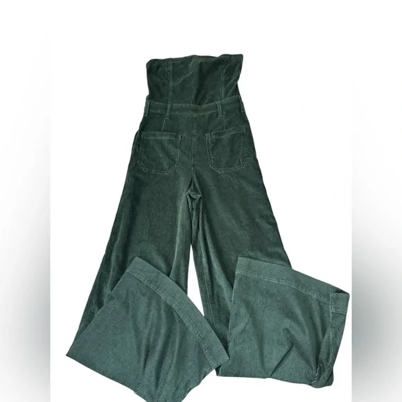 The Skipper Strapless Corduroy Crop Wide-Leg Jumpsuit by Pilcro Sz 4 - Picture 3 of 9